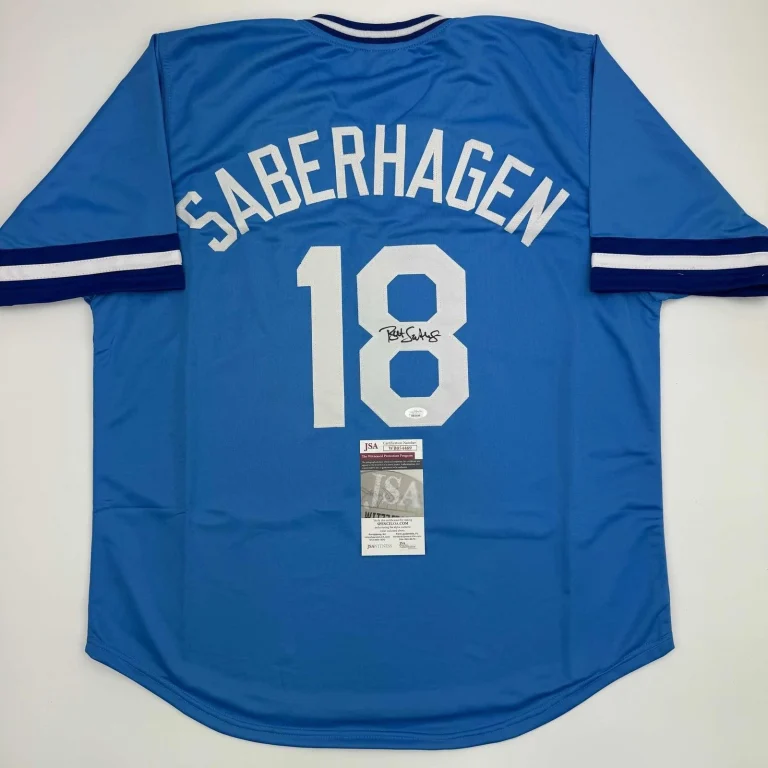 Autographed/Signed Bret Saberhagen Kansas City Light Blue Jersey JSA CO