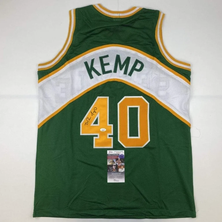 Autographed/Signed SHAWN KEMP Seattle Green Basketball Jersey JSA COA Auto