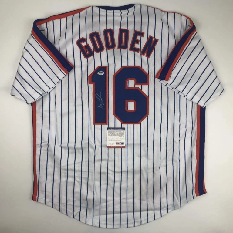 Autographed/Signed DWIGHT DOC GOODEN New York Pinstripe Jersey PSA COA Auto