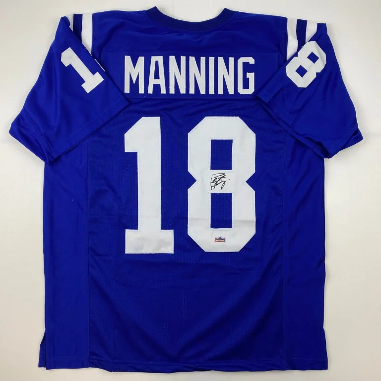 Facsimile Autographed Peyton Manning Indianapolis Blue Jersey Men's XL