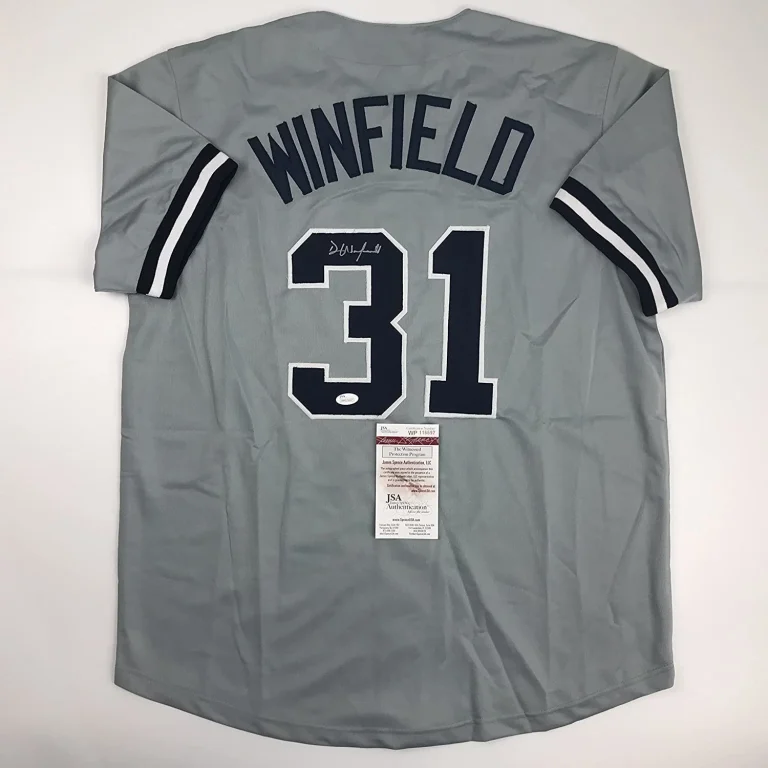 Autographed/Signed DAVE WINFIELD New York Grey Baseball Jersey JSA COA Auto