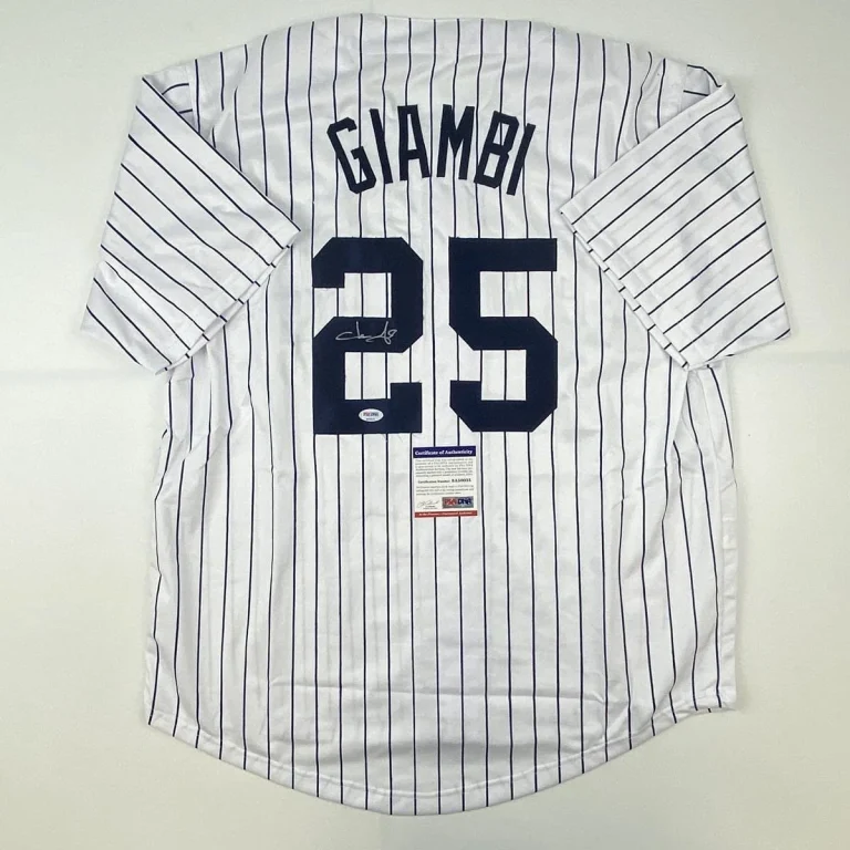 Autographed/Signed Jason Giambi New York Pinstripe Jersey PSA/DNA COA