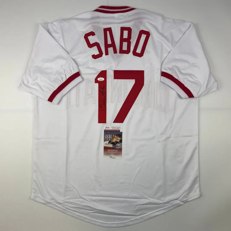Autographed/Signed Chris Sabo Cincinnati White Baseball Jersey JSA COA