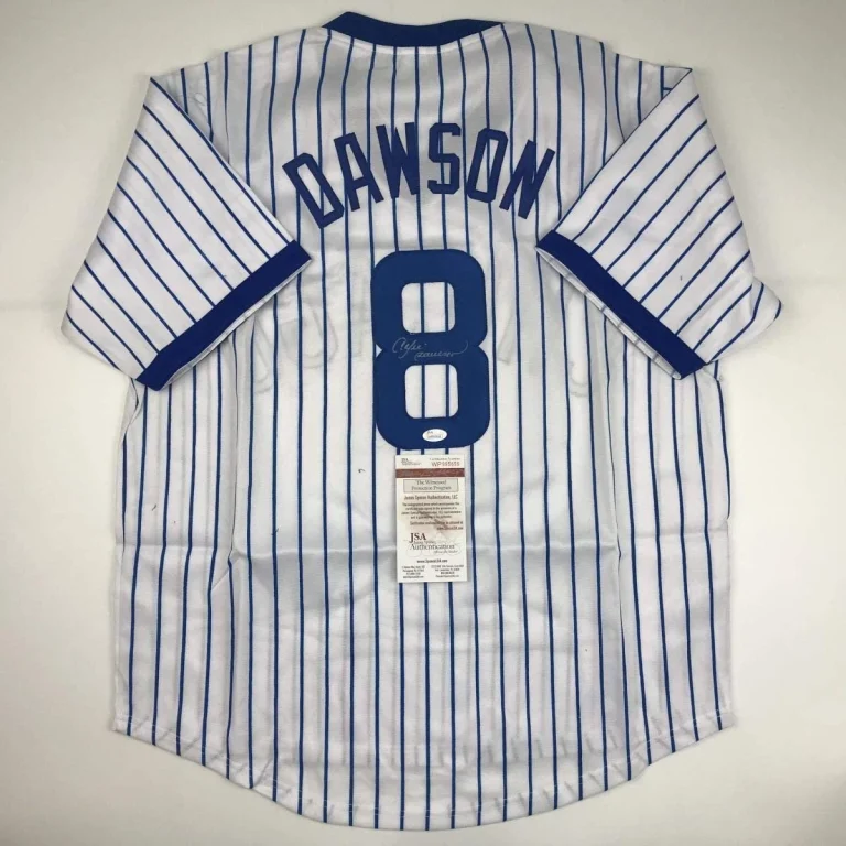 Autographed/Signed Andre Dawson Chicago White Pinstripe Jersey JSA COA