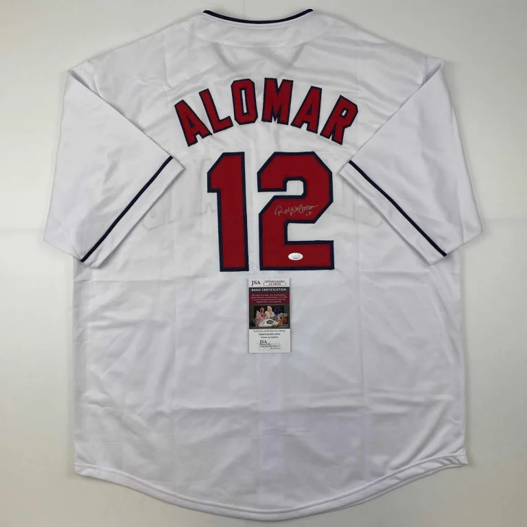Autographed/Signed Roberto Alomar Cleveland White Baseball Jersey JSA COA