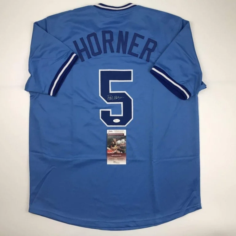 Autographed/Signed BOB HORNER Atlanta Light Blue Jersey JSA COA Auto