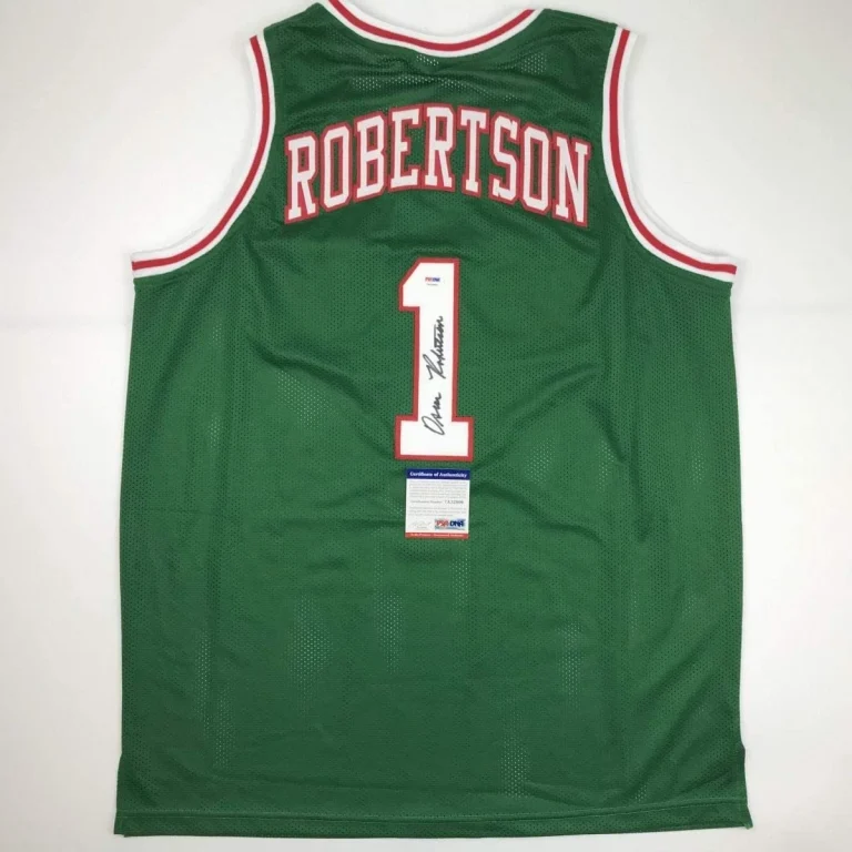 Autographed/Signed Oscar Robertson Milwaukee Green Jersey PSA/DNA COA