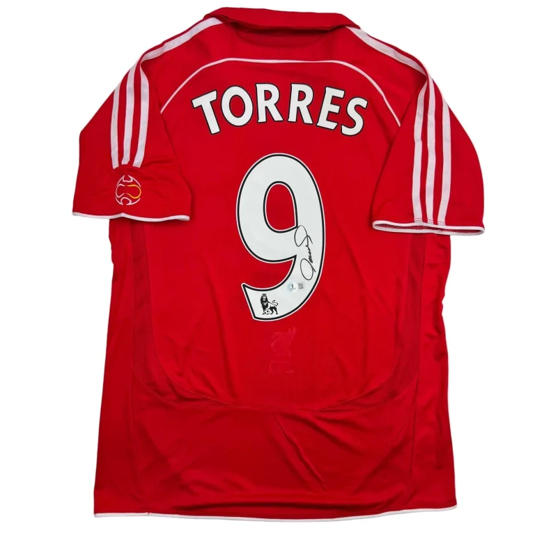 Autographed/Signed Fernando Torres Liverpool Red Jersey Beckett BAS COA
