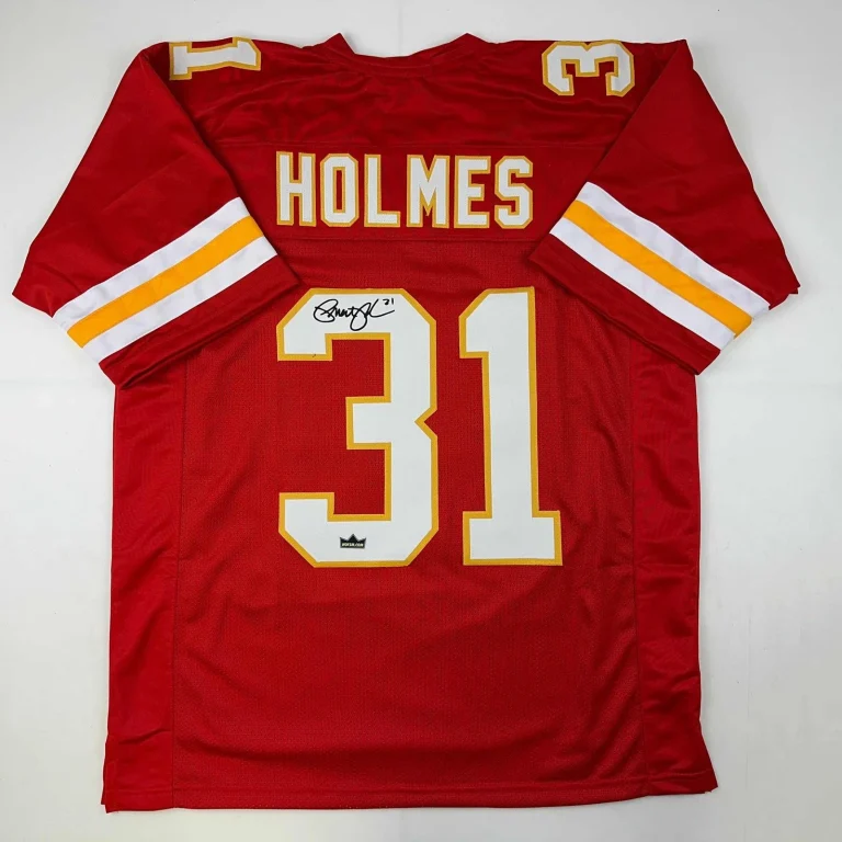 Facsimile Autographed Priest Holmes Kansas City Red Jersey Size Men's XL