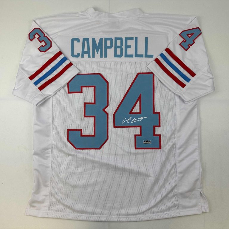 Facsimile Autographed Earl Campbell Houston White Jersey Size Men's XL