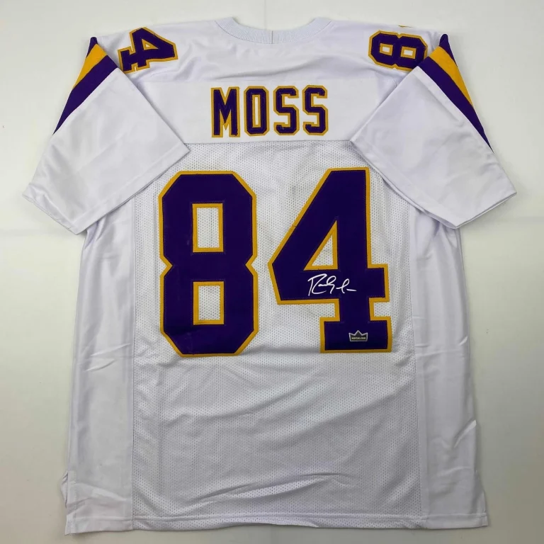 Facsimile Autographed Randy Moss Minnesota White Jersey Size Men's XL