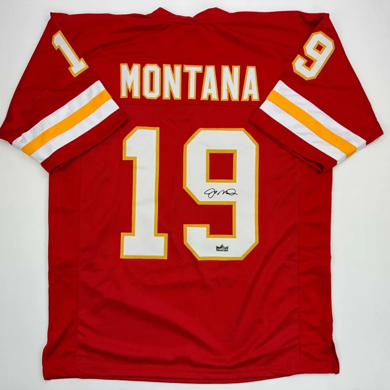 Facsimile Autographed Joe Montana Kansas City Red Jersey Size Men's XL