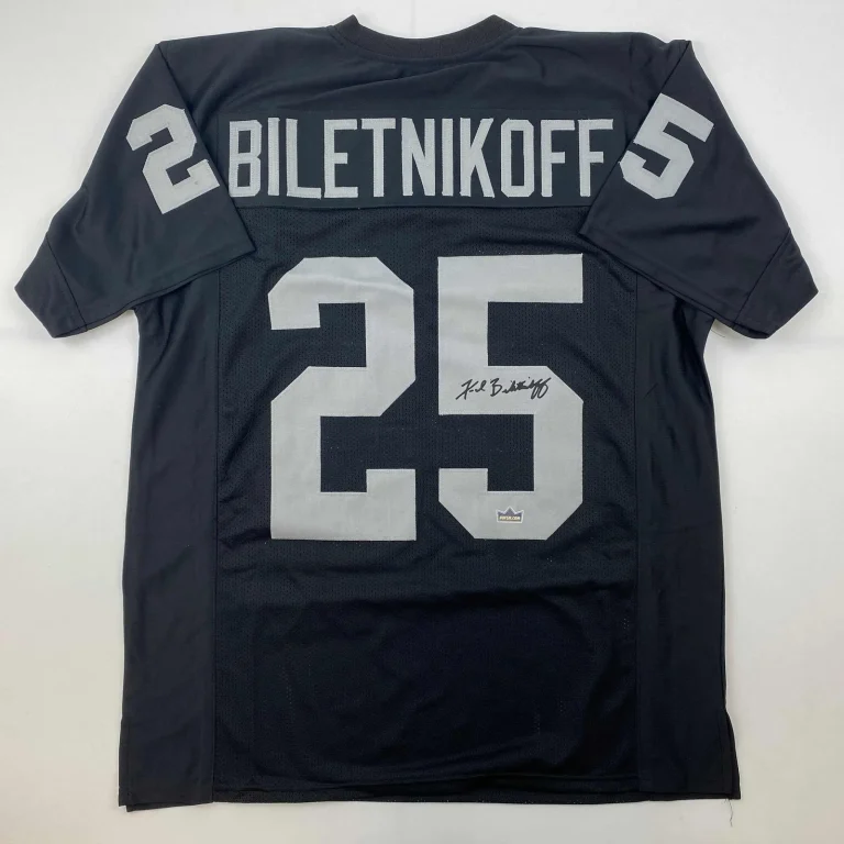 Facsimile Autographed Fred Biletnikoff Oakland Las Vegas Black Jersey XL