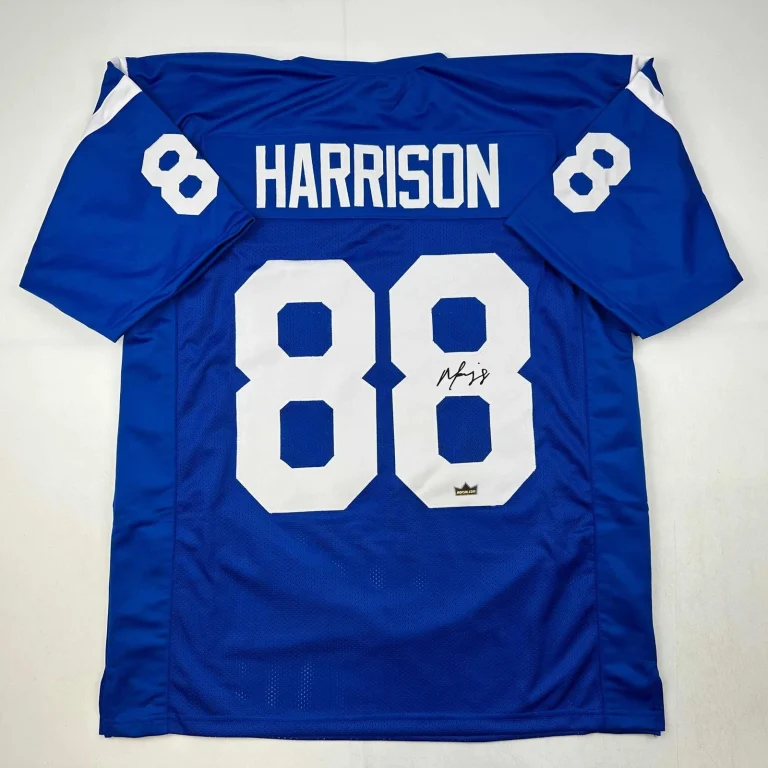 Facsimile Autographed Marvin Harrison Indianapolis Blue Jersey Men's XL
