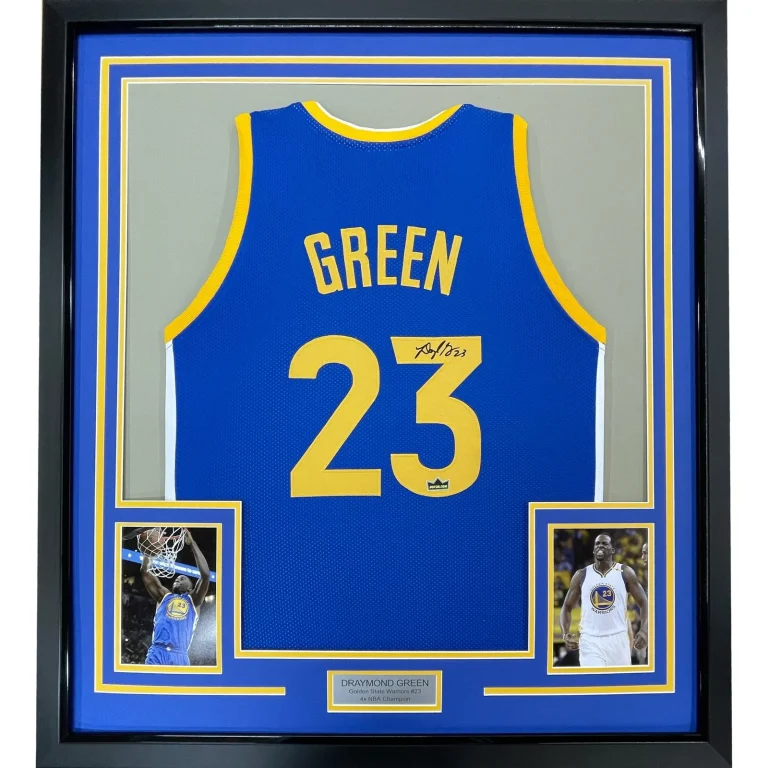 Framed Facsimile Autographed Draymond Green 35x39 Blue Jersey