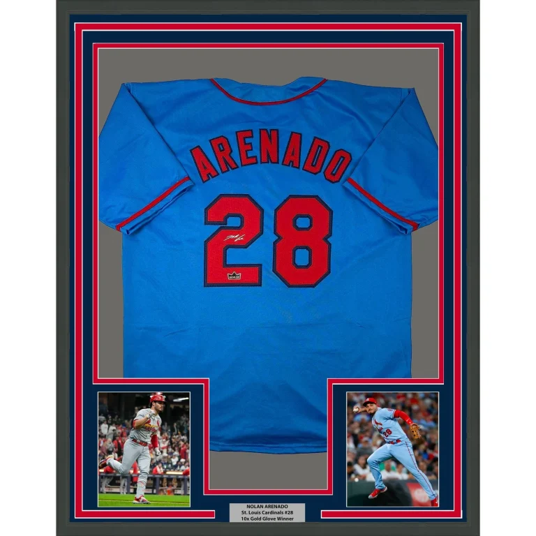 Framed Facsimile Autographed Nolan Arenado 35x39 Blue Jersey