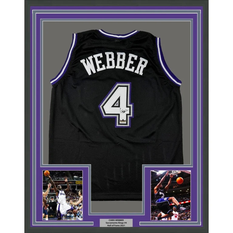 Framed Facsimile Autographed Chris Webber 35x39 Black Jersey