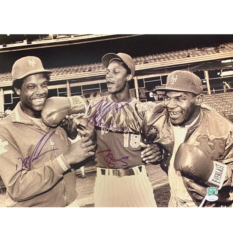 Autographed/Signed Mike Tyson Darryl Strawberry Gooden 16x20 Photo JSA COA