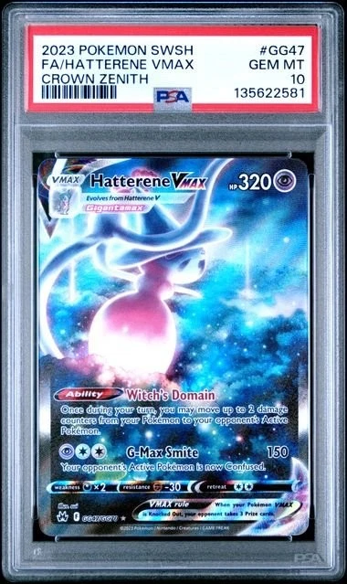 Graded 2023 Pokemon SWSH Crown Zenith #GG47 Hatterene VMax Card PSA 10