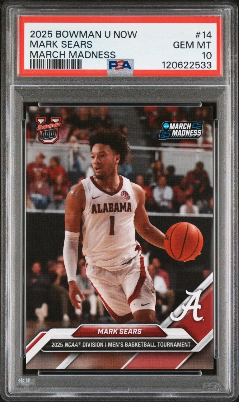Graded 2025 Bowman U Now Mark Sears #14 March Madness RC Card PSA 10