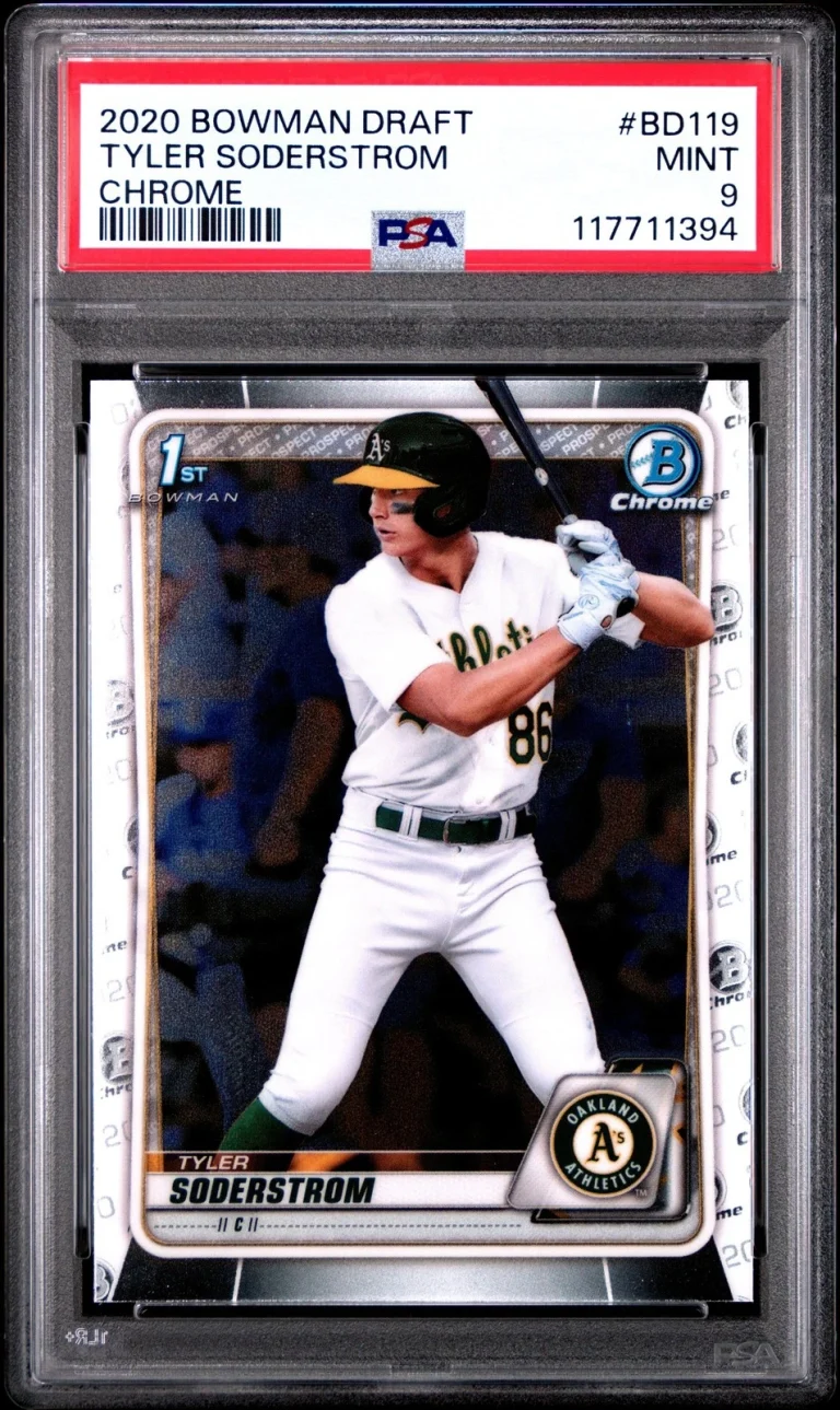 Graded 2020 Bowman Draft Tyler Soderstrom #BD119 Chrome RC Card PSA 9