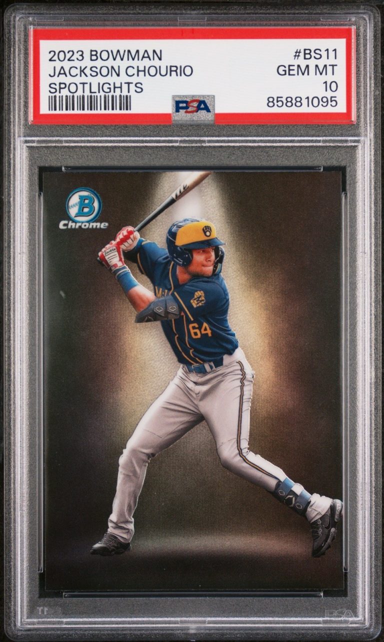 Graded 2023 Bowman Jackson Chourio #BS11 Spotlights Rookie Card PSA 10