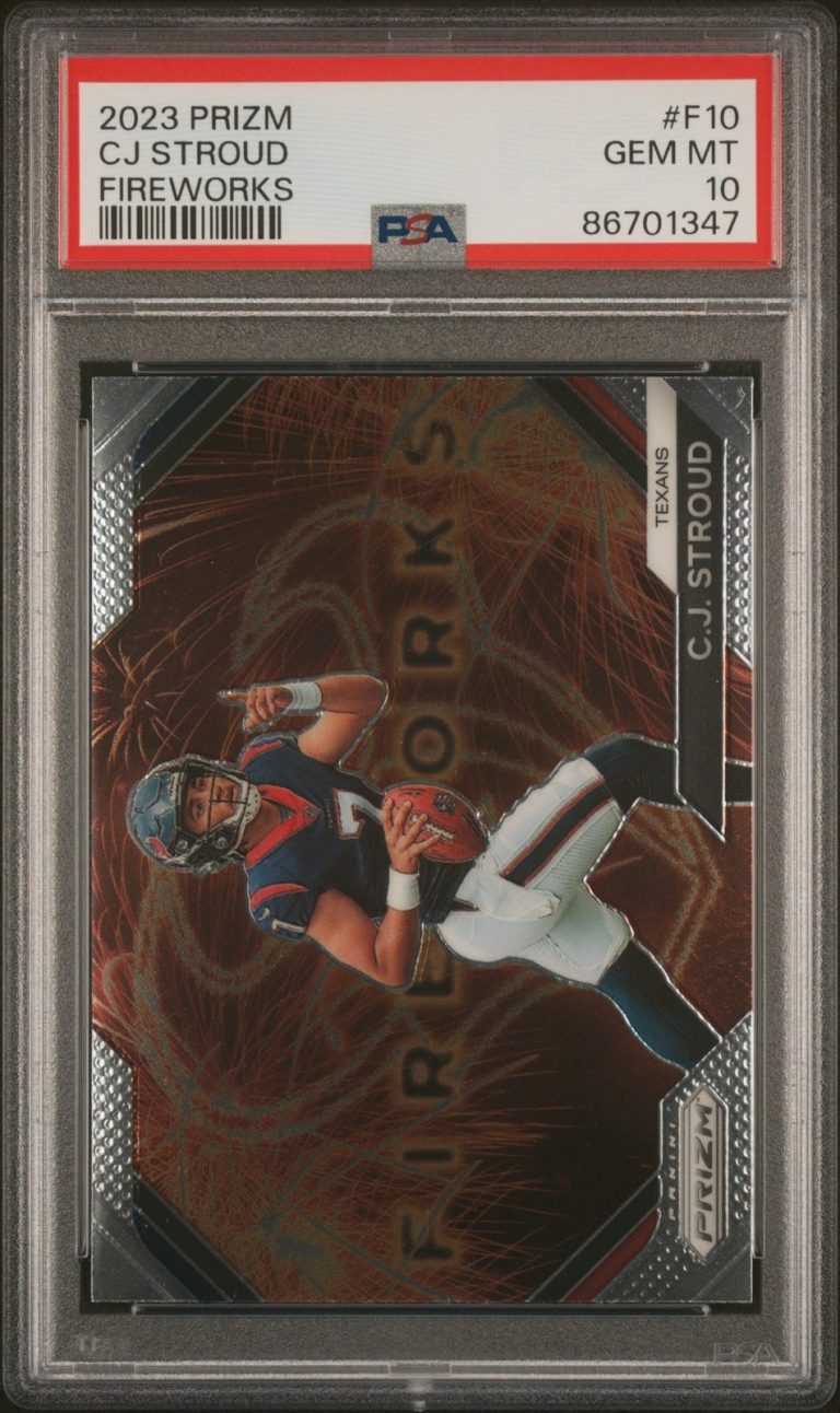 Graded 2023 Panini Prizm CJ Stroud #F10 Fireworks Rookie RC Card PSA 10