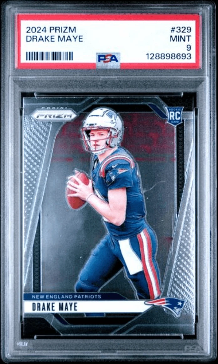 Graded 2024 Panini Prizm Drake Maye #329 Rookie RC Football Card PSA 9 Mint