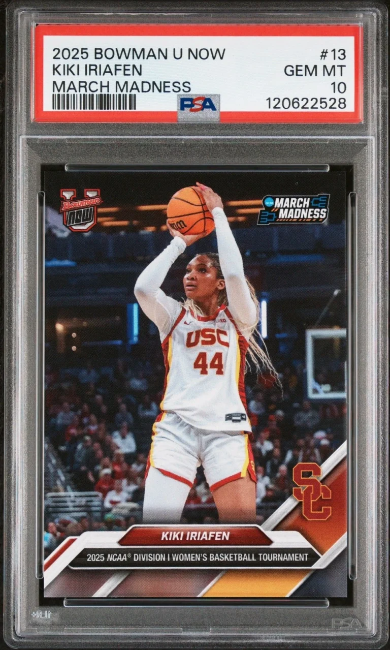 Graded 2025 Bowman U Now Kiki Iriafen #13 March Madness Card PSA 10