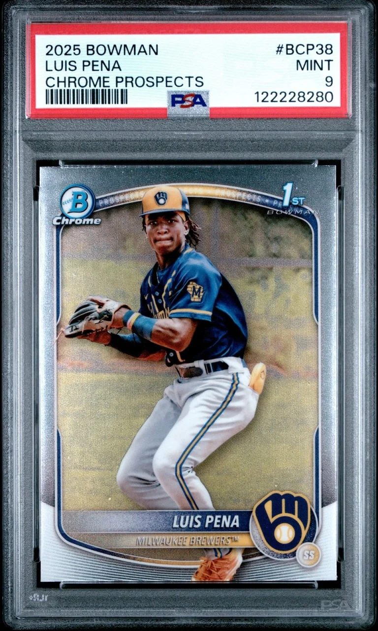 Graded 2025 Bowman Luis Pena #BCP38 Chrome Prospects Rookie Card PSA 9