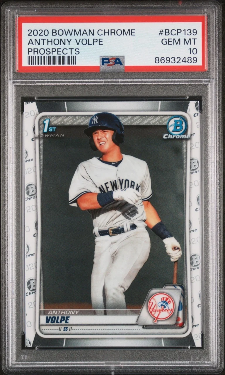 Graded 2020 Bowman Chrome Anthony Volpe #BCP139 Prospect RC Card PSA 10