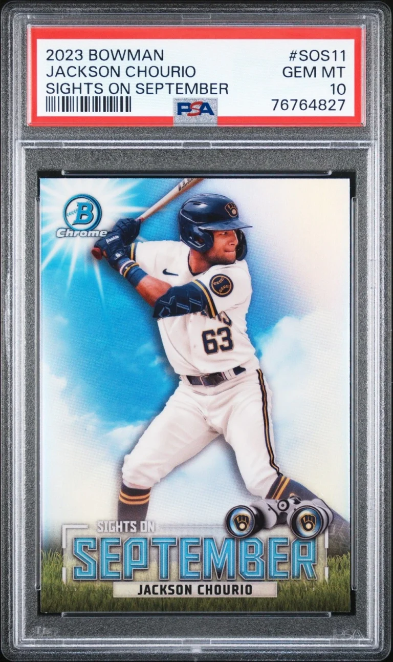 Graded 2023 Bowman Jackson Chourio #SOS11 Sights on Sept RC Card PSA 10