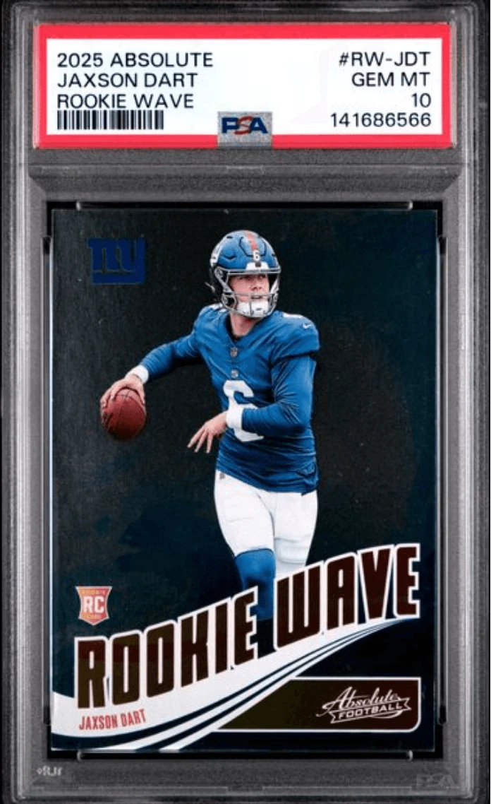 Graded 2025 Panini Absolute Jaxson Dart #RWJDT RC Wave RC Card PSA 10