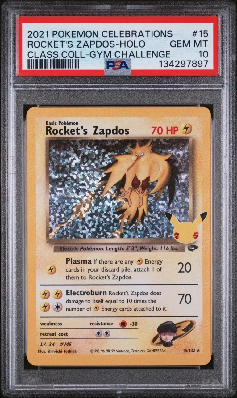Graded 2021 Pokemon Celebrations Rocket's Zapdos HOLO 15 Card PSA 10