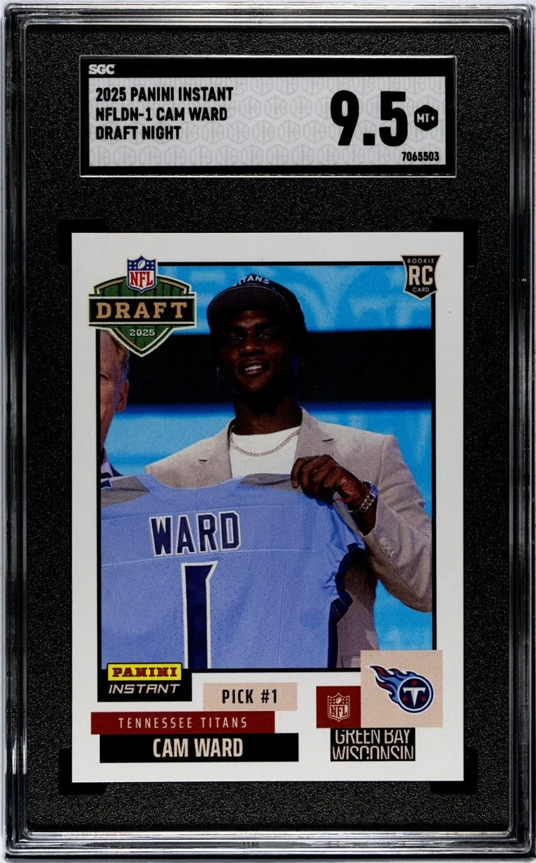 Graded 2025 Panini Instant Cam Ward #NFLDN1 NFL Draft Night RC Card SGC 9.5