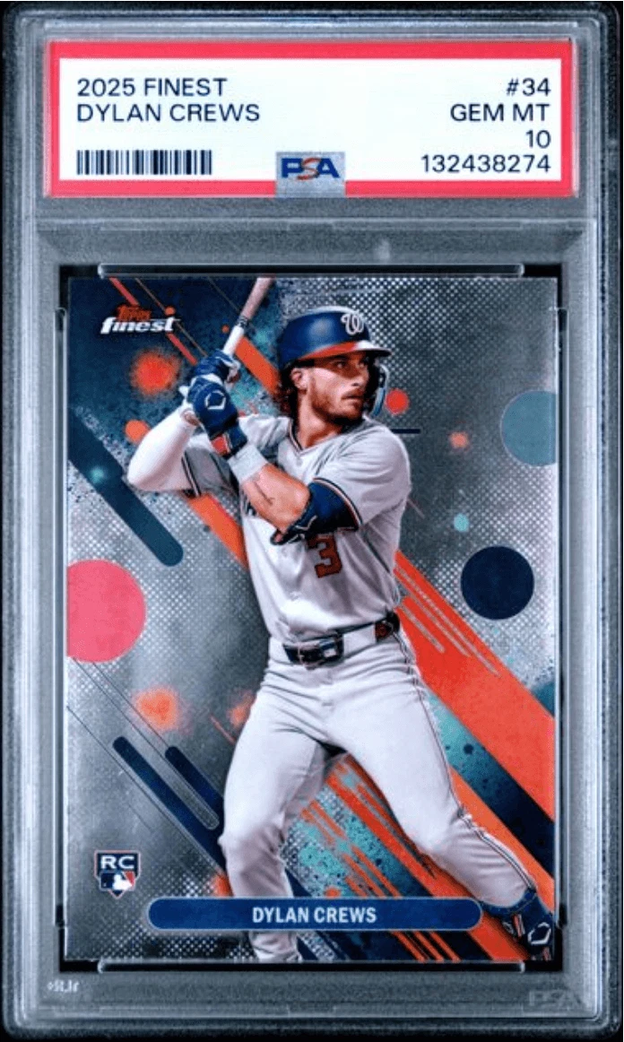 Graded 2025 Topps Finest Dylan Crews #34 Rookie RC Card PSA 10 Gem Mint