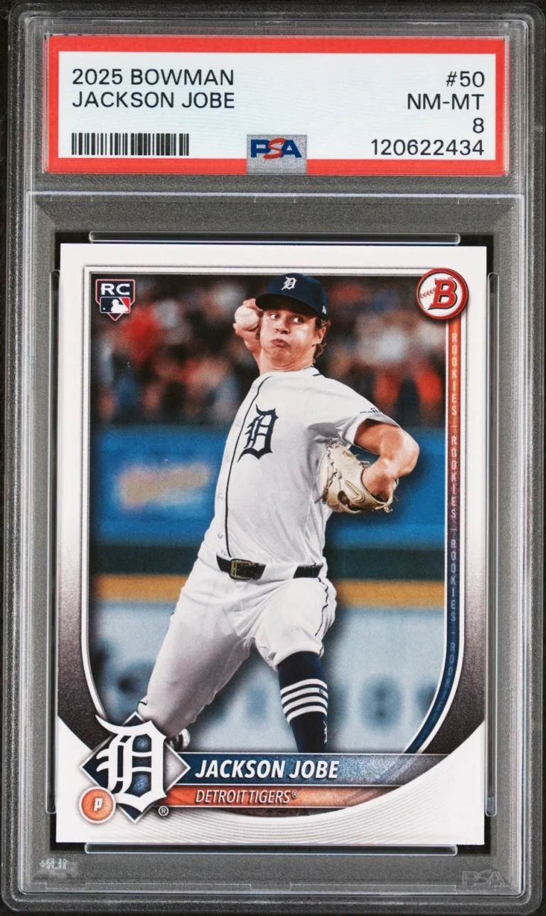 Graded 2025 Topps Bowman Jackson Jobe #50 Rookie Card PSA 8 Near Mint