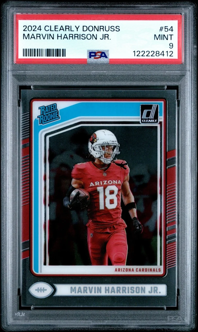 Graded 2024 Panini Clearly Donruss Marvin Harrison Jr #54 RC Card PSA 9