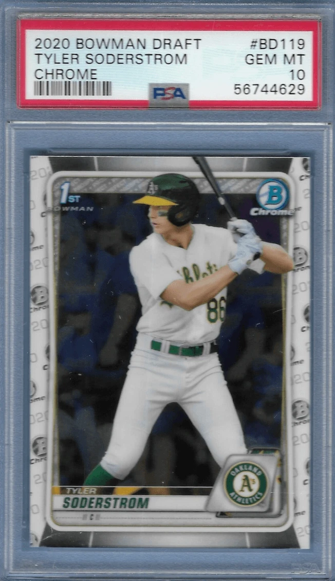 Graded 2020 Bowman Draft Tyler Soderstrom #BD119 Chrome RC Card PSA 10