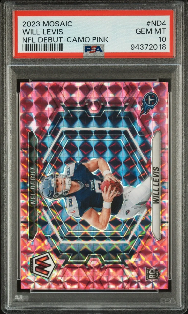 Graded 2023 Panini Mosaic Will Levis #ND4 Camo Pink RC Card PSA 10 Gem