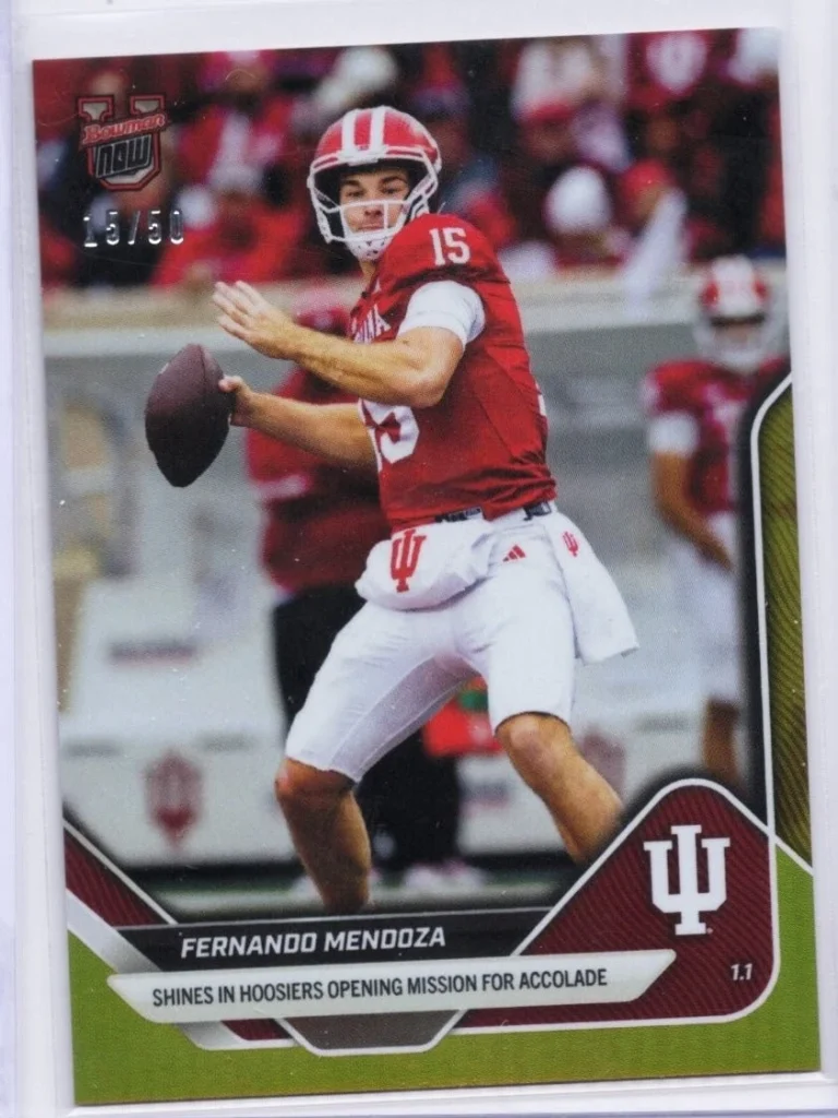 2025 Topps Bowman U Now Fernando Mendoza #64 Gold Foil /50 Indiana RC Card