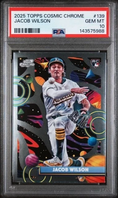 Graded 2025 Topps Cosmic Chrome Jacob Wilson #139 Rookie RC Card PSA 10
