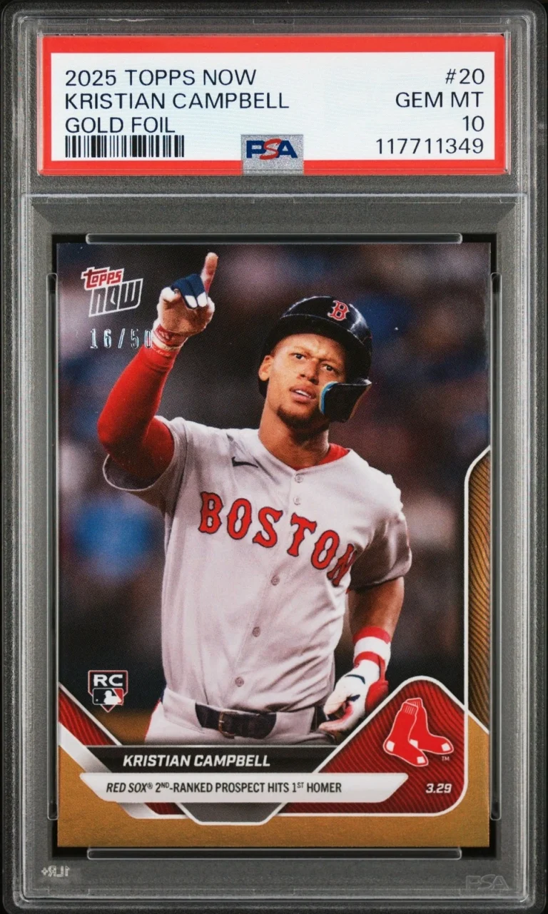 Graded 2025 Topps Now Kristian Campbell #20 Gold /50 RC Card PSA 10