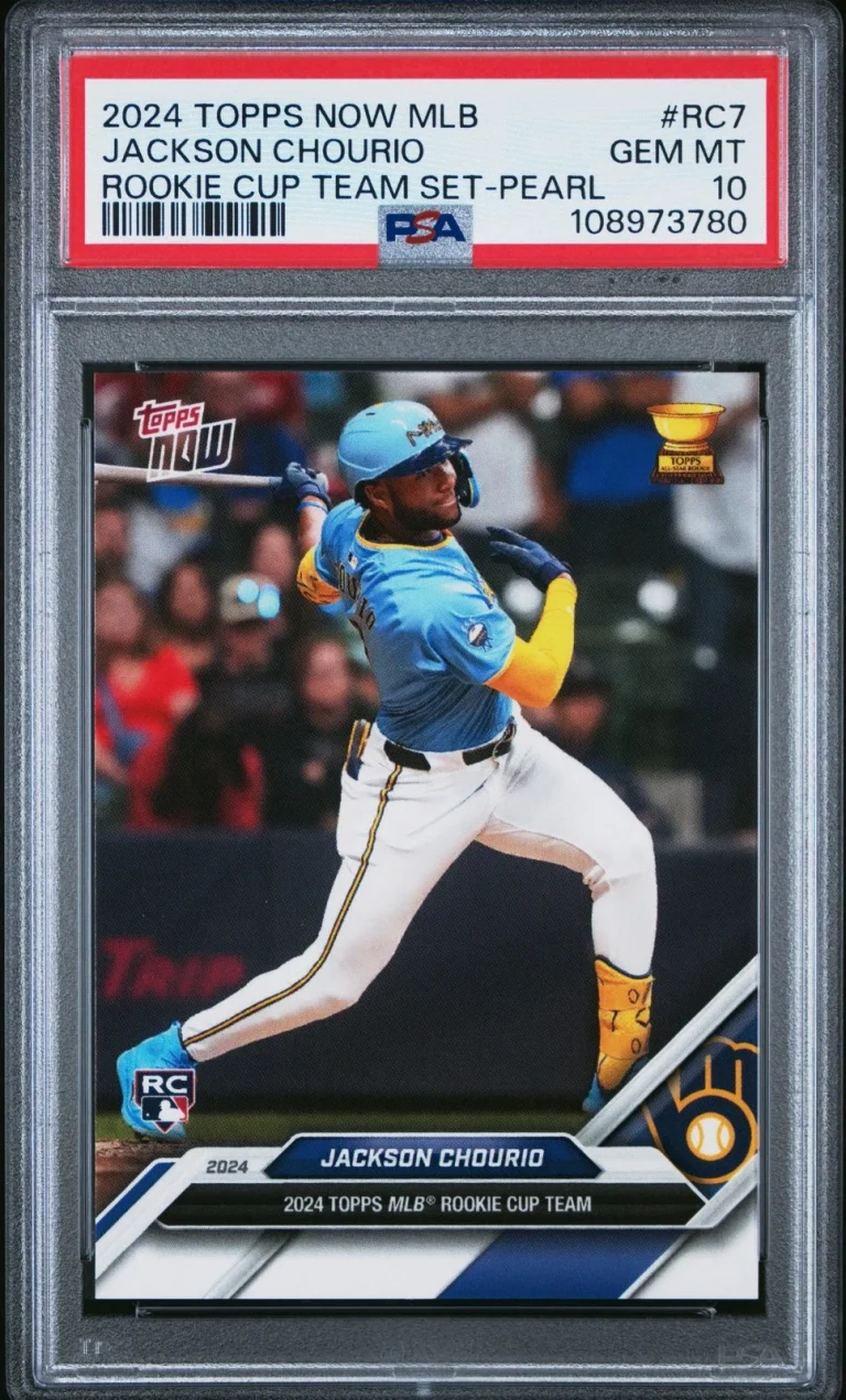 Graded 2024 Topps Now Jackson Chourio #RC7 Rookie Cup Pearl Card PSA 10