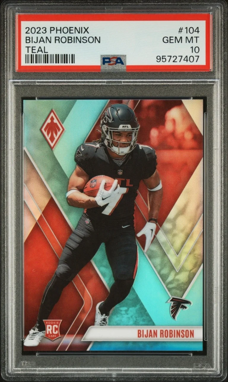 Graded 2023 Panini Phoenix Bijan Robinson #104 Teal /150 RC Card PSA 10
