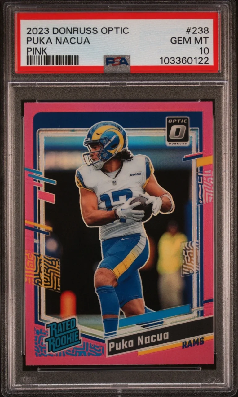 Graded 2023 Donruss Optic Puka Nacua #238 Pink Rookie RC Card PSA 10