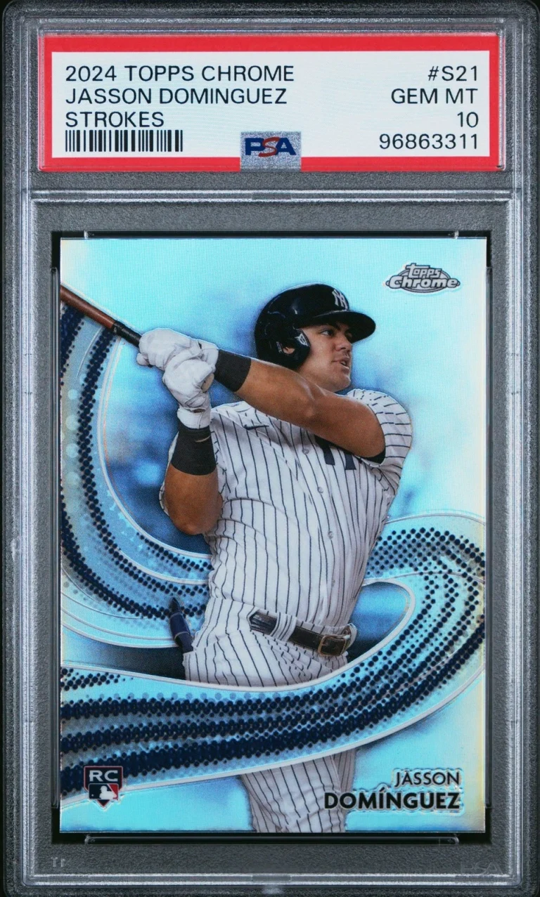 Graded 2024 Topps Chrome Jasson Dominguez #S21 Strokes RC Card PSA 10