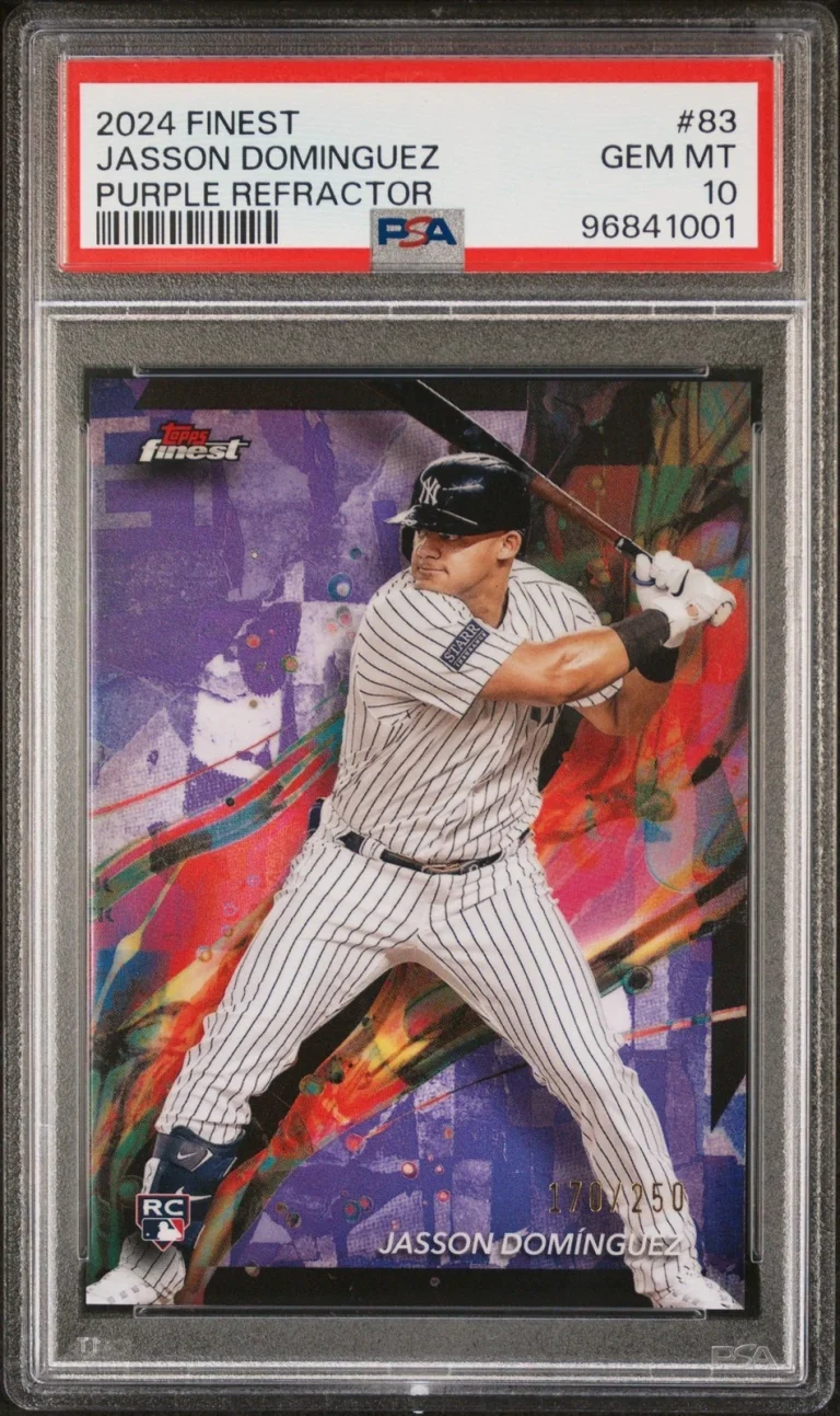 Graded 2024 Topps Finest Jasson Dominguez #83 Purple /250 Card PSA 10