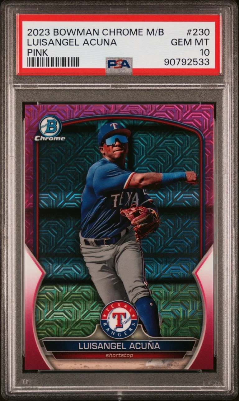 Graded 2023 Bowman CHR M/B Luisangel Acuna #230 Pink /199 Card PSA 10