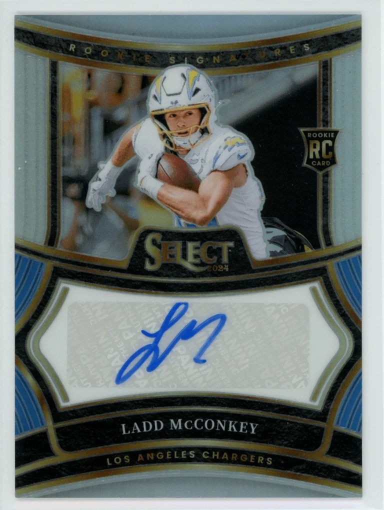 2024 Panini Select Ladd McConkey RSP-LMY Silver Prizm Auto /399 Rookie Card